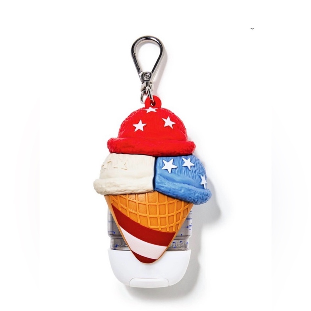 Patriotic Ice Cream Cone Bath and  Body Pocketbac Hand Sanitizer Holder Keychain